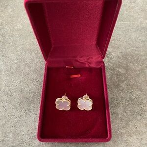 18K gold plated four leaf clover white pearl earrings. New with box. Quality.
